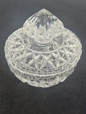 Mid Century "Brilliant Cut" Style Pressed Glass Trinket/Powder Jar